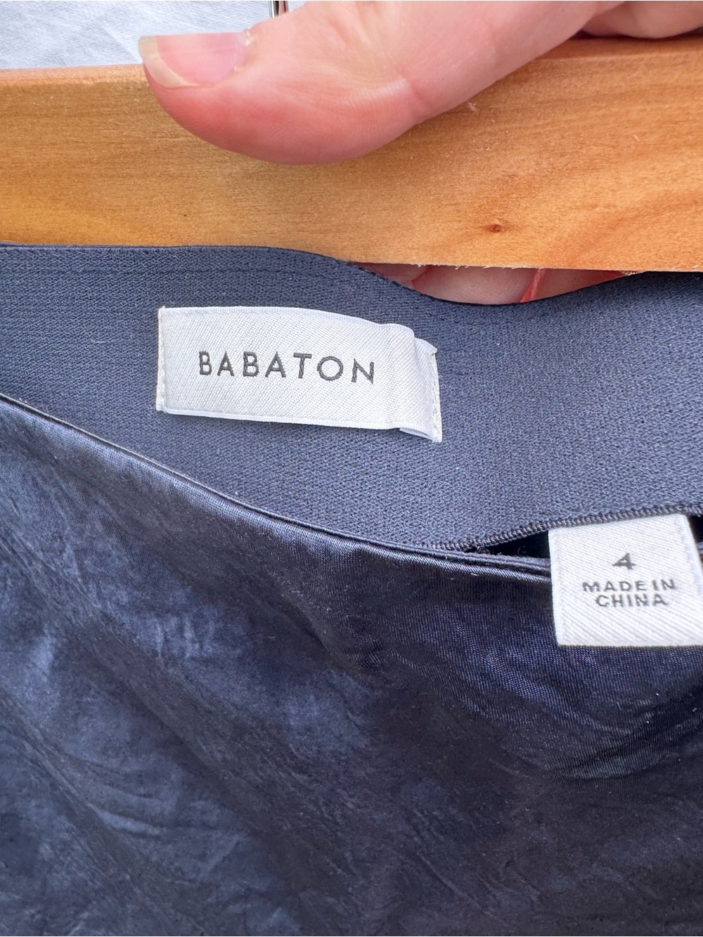 Aritzia Babaton Satin Slip Midi Skirt - Navy Blue - 4 - Picture 4 of 7